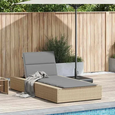 Image de vidaXL Chaise longue avec support flottant Beige Poly rotin