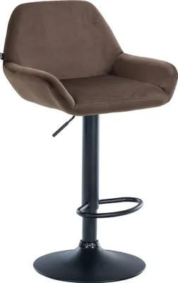 Produktbild von CLP Barhocker Braga Samtbezug mit Metallgestell, höhenverstellbar und drehbar | Farbe braun Gestell Farbe schwarz
