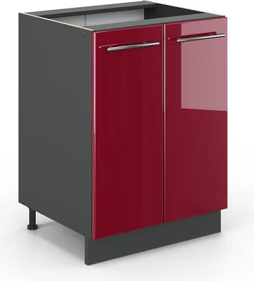 Produktbild von Vicco Küchenunterschrank Fame-Line, 60 cm ohne Arbeitsplatte, Bordeaux Hochglanz/Anthrazit