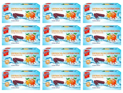 Produktbild von DeBeukelaer Erfrischungsstäbchen Orange-Zitrone-Mix 12er Pack (12x75g Packung)