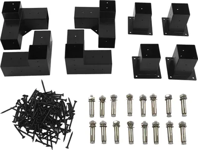 Image de Support de pergola en acier Bricolage Support en bois surélevé Kit de quincaillerie pour l'extérieur 8 pièces