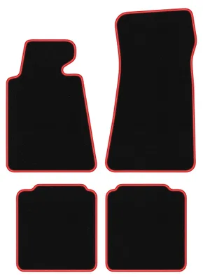 Image de Tapis de sol en moquette pour BMW 7 E32 1986-1994 (version longue) – jeu 4 pièces, noir/rouge, sur mesure – Wielganizator CARLUX