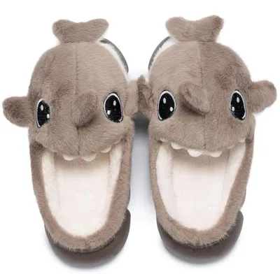 Produktbild von Damen Hausschuhe Haifisch Pantoffeln Isoliert Slippers in Braun Citullo Gr.38/39