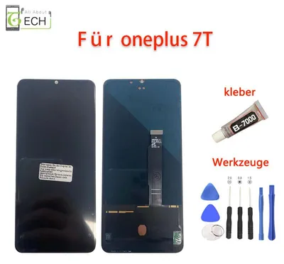 Produktbild von Für OnePlus 7T LCD Display (OLED) Einheit Touch Reparatur Schwarz + Werkzeuge