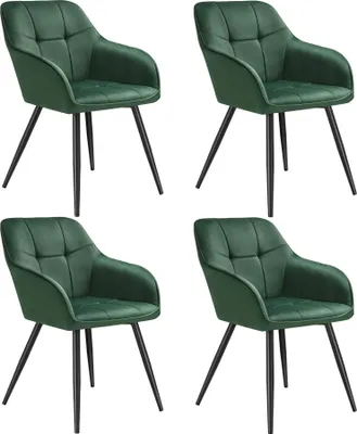 Produktbild von tectake® Esszimmerstuhl Marilyn gepolstert, in Samtoptik, gesteppt 58 x 62 x 82 cm