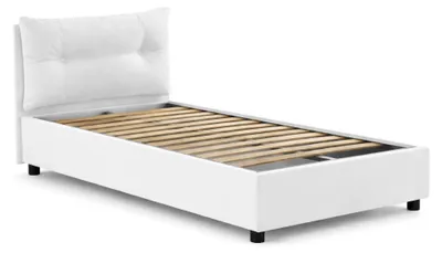 Produktbild von Einzelbett Daais, Containerbett mit Stoffbespannung, 100%  Italy, Frontöffnung, passend für Matratze 80x190 cm, Weiß