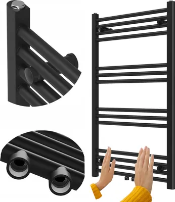 Obrázek produktu pro Granitan | Koupelnový radiátor Raven - 100x60 cm - Černý - Moderní design - Funkční a elegantní