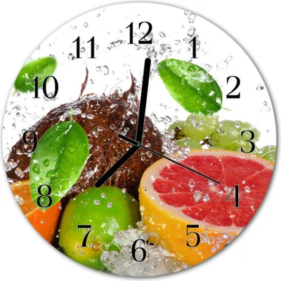Produktbild von Glasuhr Wanduhr Küchenuhr Echt-Glas 30fi cm Früchte mehrfarbig