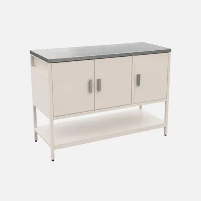 Produktbild von sweeek - Outdoor-Küche aus Stahl mit 3 Türen, 1 Regalboden L120 cm - Beige