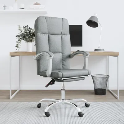 Produktbild von vidaXL Bürostuhl mit Liegefunktion Hellgrau Stoff - Bürostuhl Mit Liegefunktion - Bürostühle Mit Liegefunktion - Bürostuhl Mit Relaxfunktion - Schreibtischstuhl