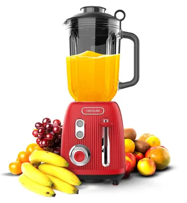 Productafbeelding van Cecotec Power Black Titanium RetroRed, staande mixer, 1,5 liter, pulsfunctie, 1200 watt, rood