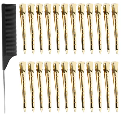Productafbeelding van Set van 24 haarspelden, kappersbenodigdheden, gouden haarspelden, haarspelden voor styling en knippen, onzichtbare haarspelden geschikt voor zowel dik als dun haar