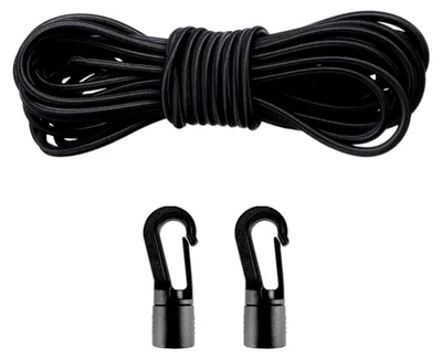 Produktbild von Elastisches Bungee-Seil mit Haken aus Nylon für Kajak und Outdoor-Aktivitäten, 1 Satz, Schwarz