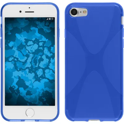 Produktbild von PhoneNatic Case kompatibel mit Apple iPhone 8 - blau Silikon Hülle X-Style + 2 Schutzfolien
