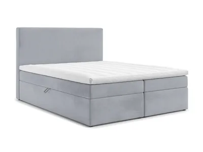 Produktbild von AX LIVING Boxspringbett 140x200 Kilve Hellgrau Samt Bettkasten Topper