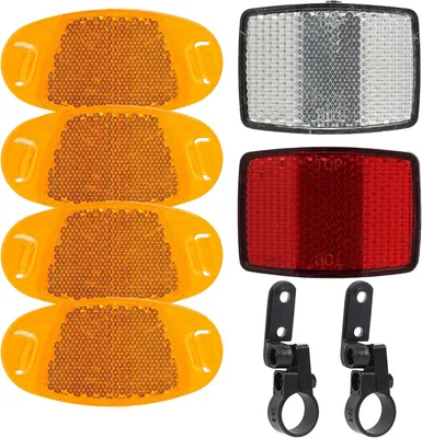 Productafbeelding van Spaakreflectoren, fietsset, 6 stuks, reflectoren voor en achter, kattenogen, fiets voor kinderen, racefiets, MTB, e-bike, spaakreflectoren, oranje
