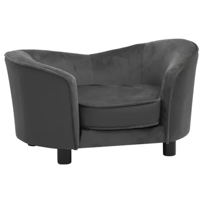 Image de vidaXL Canapé pour chien gris foncé 69x49x40 cm peluche et similicuir