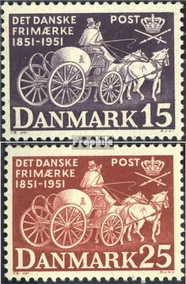 Produktbild von Briefmarken Dänemark 1951 Mi 326-327 (kompl.Ausg.) postfrisch 100 Jahre Briefmarken