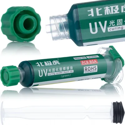 Productafbeelding van Soldeermasker Spuit – UV-Uithardend Niet-Leidend | 10 ml, Spuit 95 mm, 365nm UV | Bescherming PCB