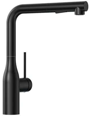 Image de Robinet de cuisine extractible, pivotant à 360°, en acier inoxydable noir