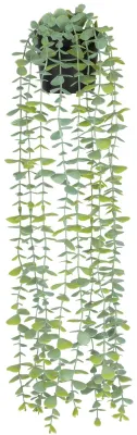 Image de 1 plante artificielle, plante suspendue d'aspect réaliste, eucalyptus artificiel en pot, plante suspendue en plastique pour la décoration du salon et du bureau