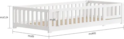 Produktbild von Kinderbett – Montessori-Bett – Sicherer Schlaf – Massivholz – 90 x 200 cm – Weiß