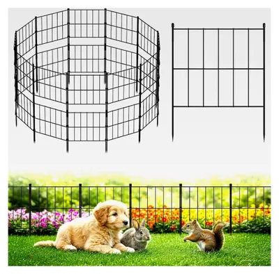 Produktbild von Gartenzaun Tierbarriere 24 Paneele Randdekor 43,2 cm (H) x 7,9 m (L), Rechteckiger Gartenzaun Stapelbar 12 Paneele 81,3 cm (H) x 3,9 m (L), Grabenloser Hundezaun für Hof und Terrasse