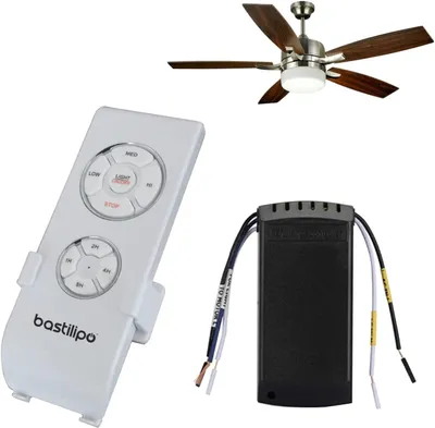 Image de Bastilipo 5230, ventilateur domestique, contrôle infrarouge sans fil, boutons, couleur grise