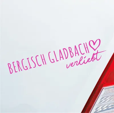 Produktbild von Auto Aufkleber Bergisch Gladbach verliebt Herz Stadt Heimat Liebe Car 19x4 cm Pink Sticker Heckscheibenaufkleber