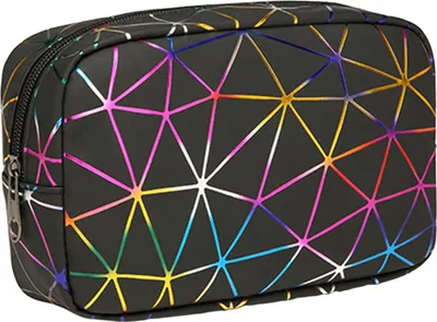 Produktbild von Kosmetiktasche für Damen, geometrisches Design, wasserdicht, schmutzabweisend, große Kapazität, Aufbewahrungstasche mit Reißverschluss