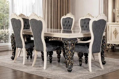 Immagine prodotto di Set da pranzo composto da tavolo e 6 sedie per ambienti eleganti