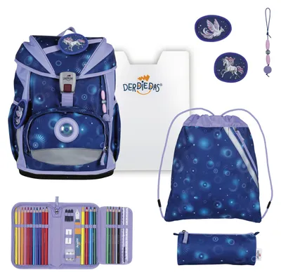 Productafbeelding van DerDieDas schooltas ErgoFlex Light LED Set 6-delig Fantasy Spark paars