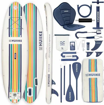Produktbild von Stand Up Paddling Board mit Zubehör, Paddel, Finnen, Pumpe. Paddle Sup Board Aufblasbar Hohe Stabilität und Widerstandsfähigkeit. 305 x 84 x 15 cm, Belastbar bis 130 kg