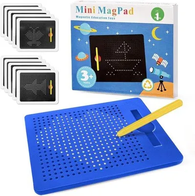 Image de Tableau magnétique avec des billes en acier - Jeu magnétique bleu pour enfants à partir de 3 ans - 21,5 x 17,5 cm
