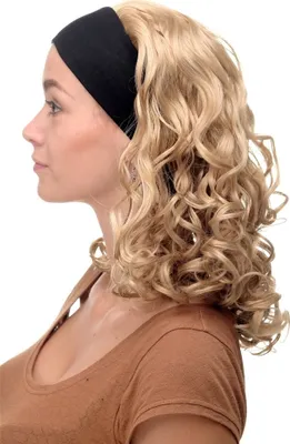 Produktbild von WIG ME UP Perücke Stirnband Goldblond Locken Schulterlang BRO-704-24B