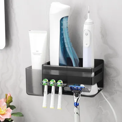 Produktbild von Zahnbürstenhalter Edelstahl Schwarz Matt mit 3 Haken Selbstklebend Wandmontage Ohne Bohren