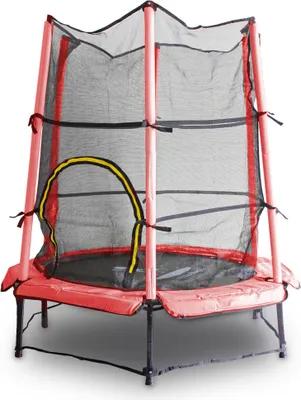Produktbild von Trampolin-King 140cm Kindertrampolin für Indoor/Outdoor mit Sicherheitsnetz, Randabdeckung, Rot MS-17514