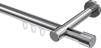 Produktbild von Interdeco Innenlaufstange / Gardinenstange mit Innenlauf Chrom, Typ Prestige Santo (Kappe), 20 mm Ø 1-läufig, 100 cm