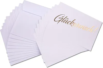 Imagen del producto de Conjunto de 10 tarjetas de felicitación doradas, con sobres, para diversas ocasiones