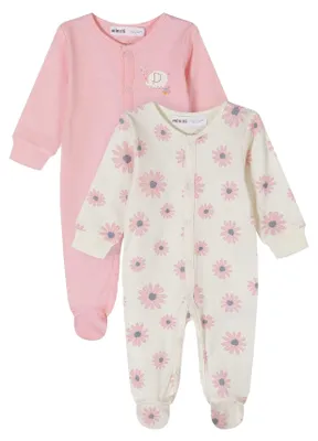 Immagine prodotto di Minoti - Pigiama per neonate, maniche lunghe (confezione da 2) MN323 (68) (rosa chiaro/bianco)