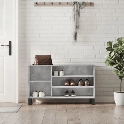 Image de vidaXL Étagère à chaussures gris béton 102x36x60 cm Bois composite