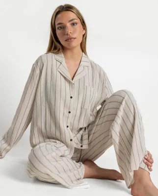 Produktbild von Admas Dames Pyjama, langärmlig – Ecru