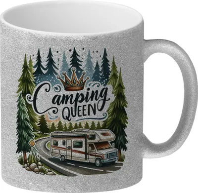 Produktbild von Wohnmobil Camping Queen Glitzer-Kaffeebecher