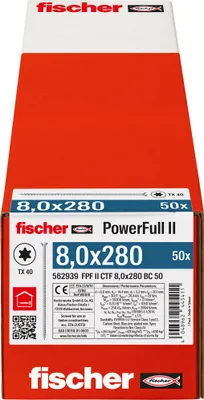 Produktbild von Fischer 562939, Schraube, Verzinkter Stahl, Holz, Zink, Vollgewinde, Senkkopf