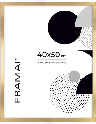 Produktbild von FRAMAI® Bilderrahmen 40x50 cm Gold MDF Umweltfreundlichem Rahmen mit Bruchsicheren Plexi, Aufhänger und Aufsteller
