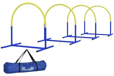 Obrázek produktu pro Agility sada pro psy, obsahující 4 překážky | Barva: modrá/žlutá | Rozměry: 64 x 88 x 95 cm