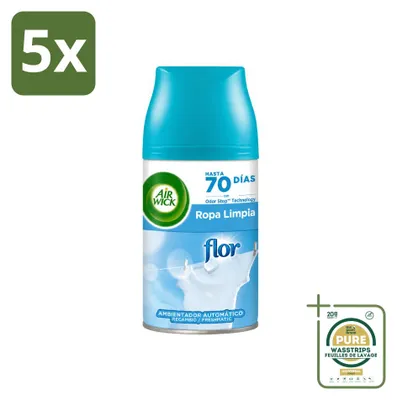Image de 5 recharges Air Wick Freshmatic - Parfum Fleurs et Fraîcheur - 250 ml - Pack économique - 5 pièces