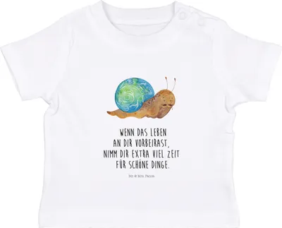 Produktbild von Mr. & Mrs. Panda Organic Baby Shirt Schnecke Sir 6. - 12. Monat - Weiß - Geschenk, T-Shirt, Weisheit, , Lebenseinstellung, Lustige Sprüche, Oberteil, Lebensmut