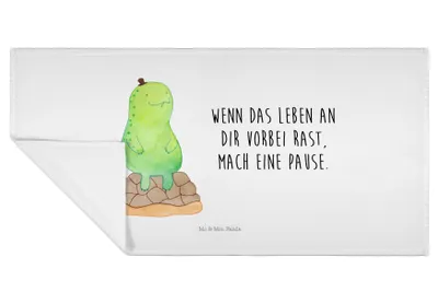 Produktbild von Mr. & Mrs. Panda Handtuch Schildkröte Pause - Weiß - Geschenk, gesichtstuch, 50x100, Achtsamkeit, Achtsam, Händehandtuch, Flauschtuch, Baumwollhandtuch