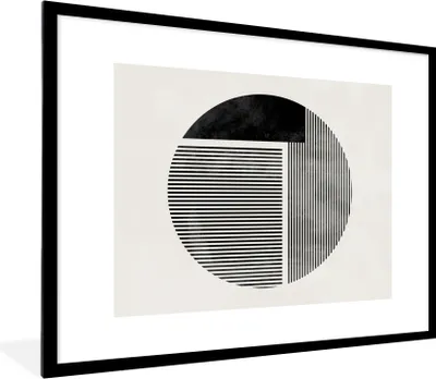Produktbild von MuchoWow® Gerahmtes Poster Minimalismus - Kreis - Design 80x60 cm - Poster mit Schwarzem Bilderrahmen Wandposter Rahmen Foto Bilder - Schlafzimmer-Dekorationen - Fotoposter